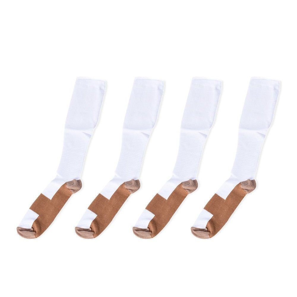 Ankle Length Copper Infused Compression Socks White (S/M)